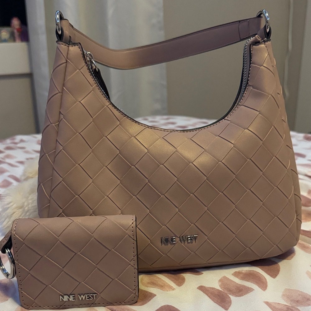 Nine West Quilted Hobo Bag in Tan